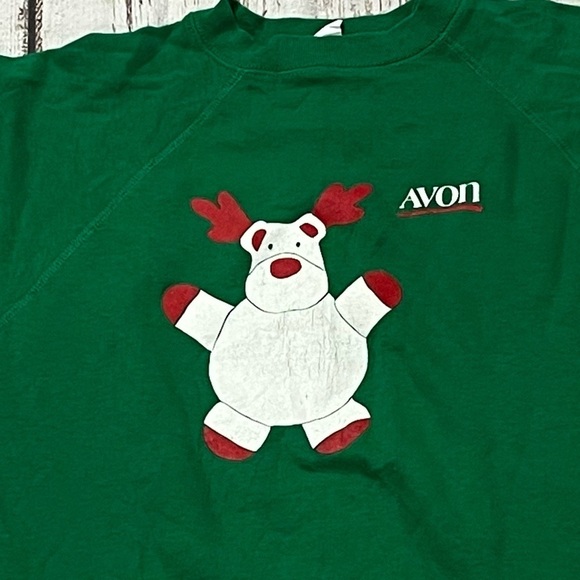 Vintage 1980s Avon Deer Christmas Holiday 80s Pullover Crewneck Sweatshirt - Picture 2 of 5
